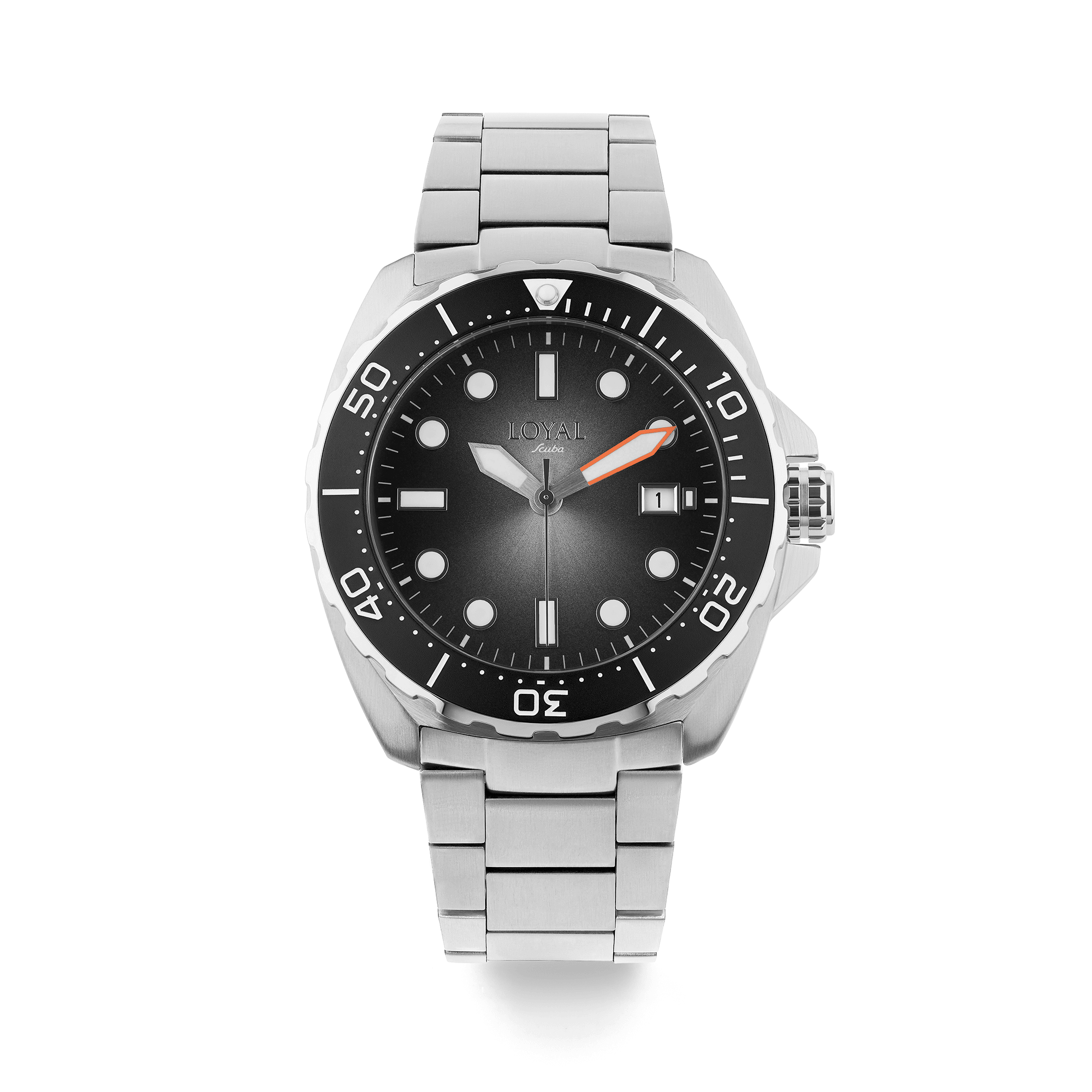 Loyal Scuba Diver Men's 44mm Stainless Steel Quartz Watch