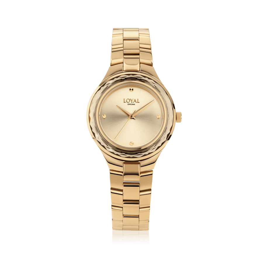 Loyal Women's Enigma Gold Pvd Quartz Dress Watch Champagne Dial