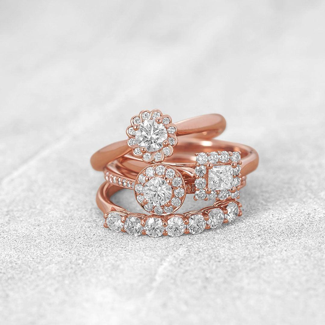 Rose gold deals halo diamond ring