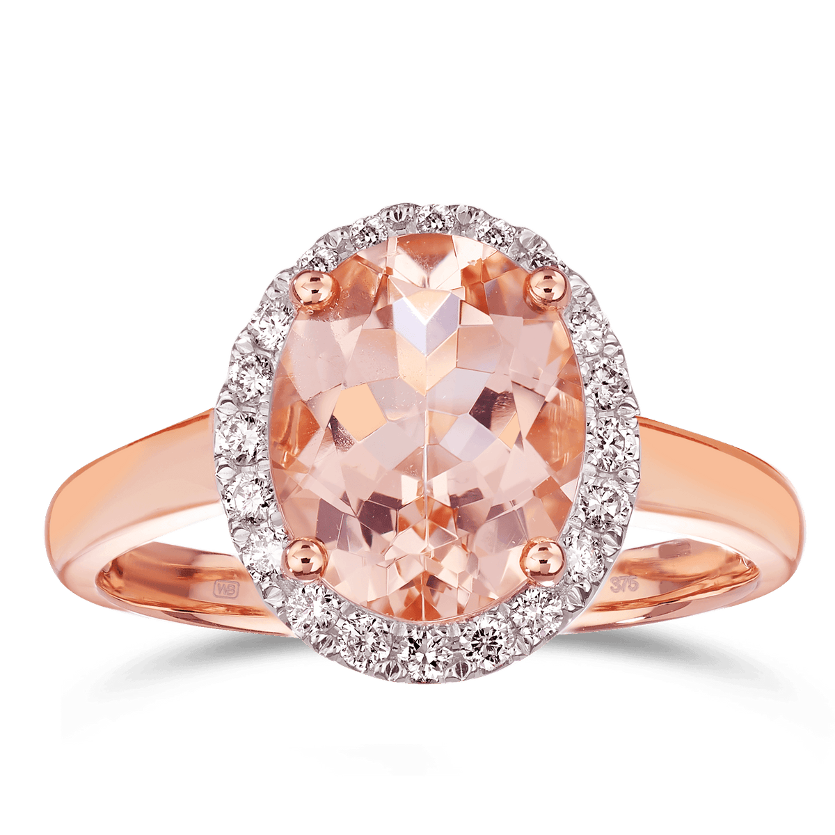 Morganite Diamond Dress Ring in 9ct Rose Gold