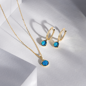 Triplet Opal Drop Earrings in 9ct Yellow Gold