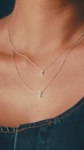 Floating Lab Grown Diamond Drop Necklace in Sterling Silver