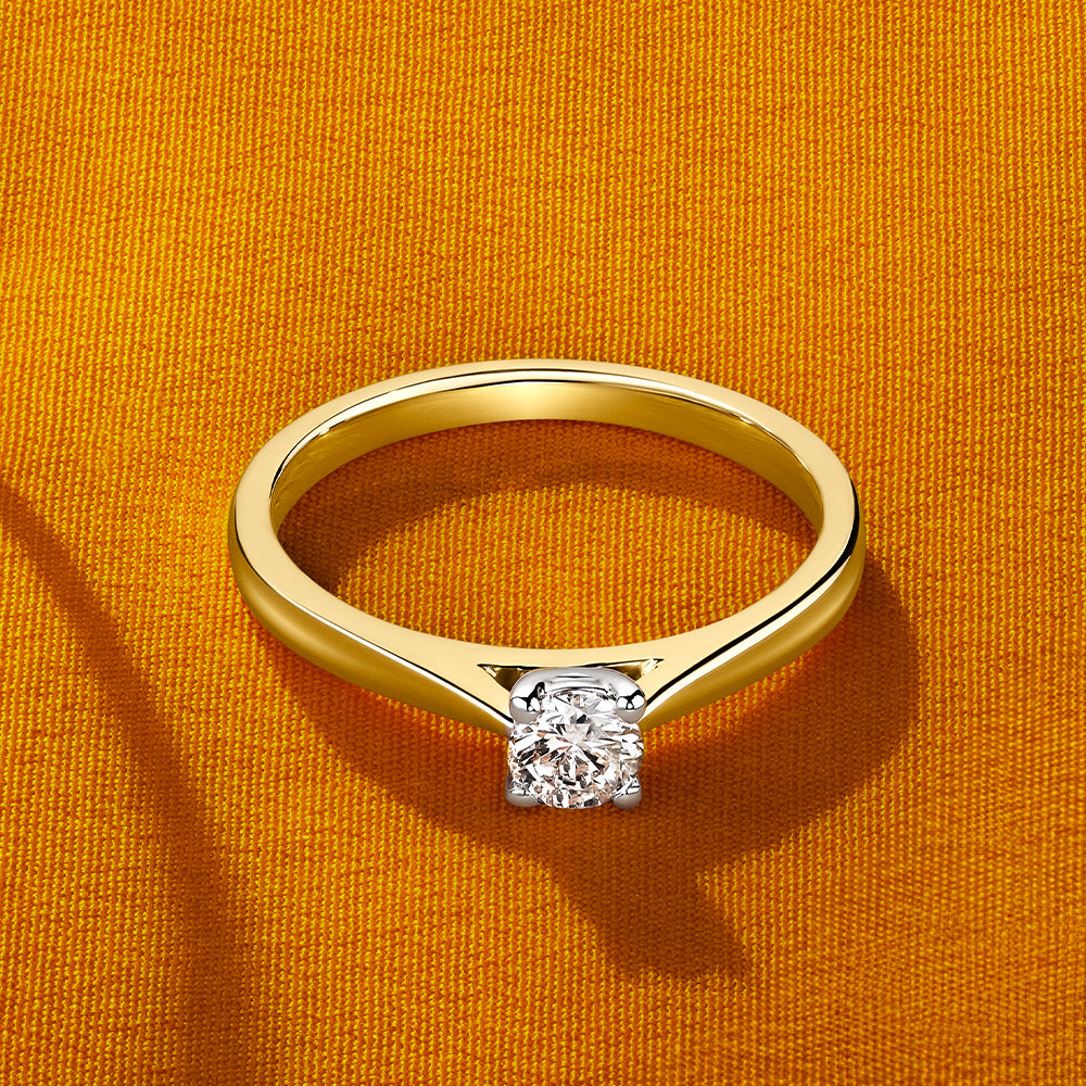 Rendition 0.30ct Diamond Solitaire Round Brilliant Cut Engagement Ring in 9ct Yellow Gold