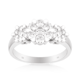 Round Brilliant Cut Diamond Trilogy Engagement Ring set in 9ct White Gold - Wallace Bishop