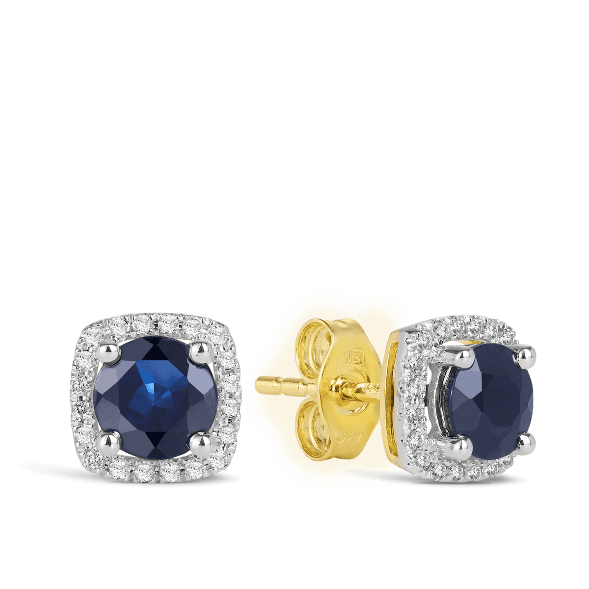 9ct Yellow Gold Oval Blue Sapphire Stud Earrings - Chilton's Antiques