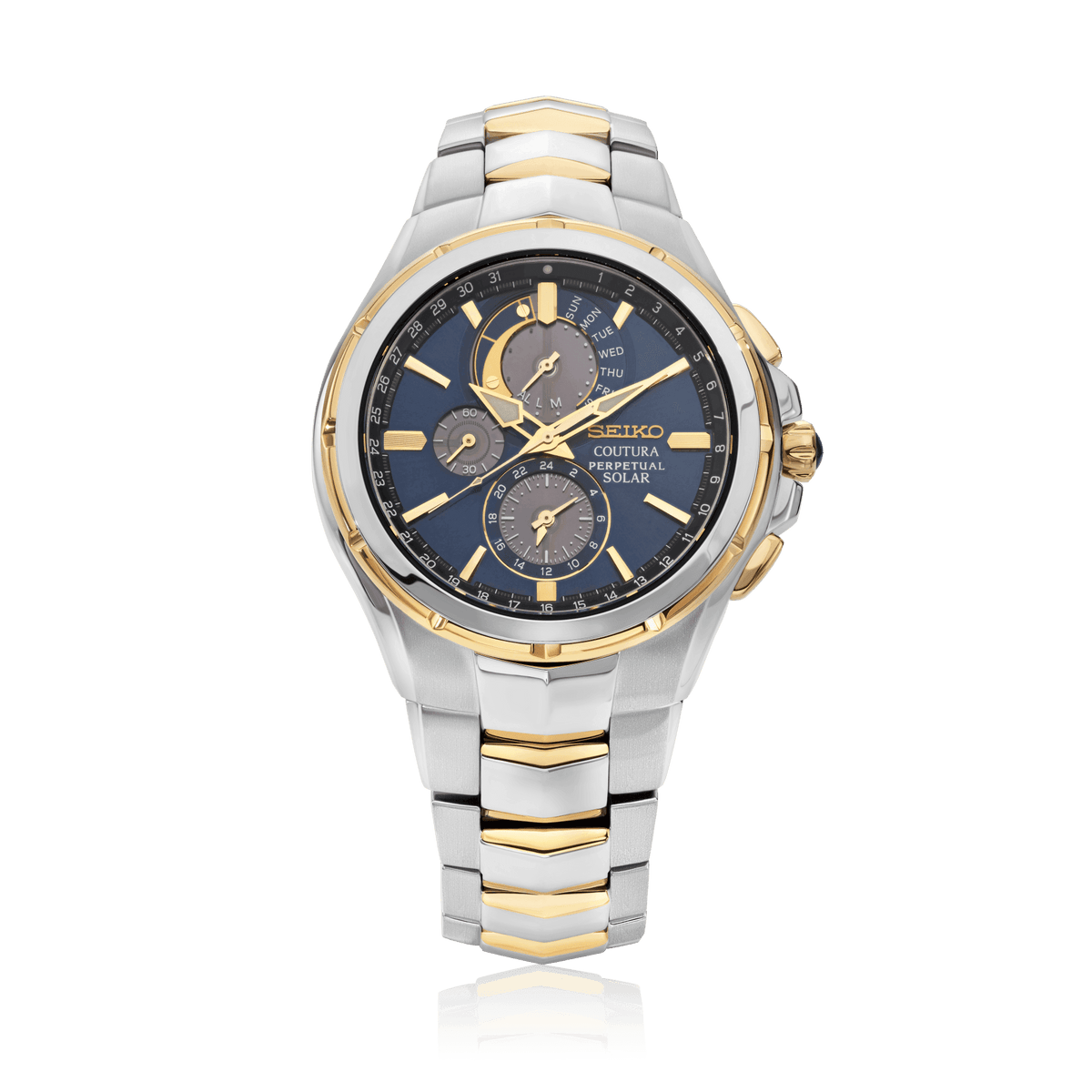 Seiko Coutura Men's 44mm Stainless Steel & Yellow IP Solar Perpetual Watch SSC798P1 - Wallace Bishop