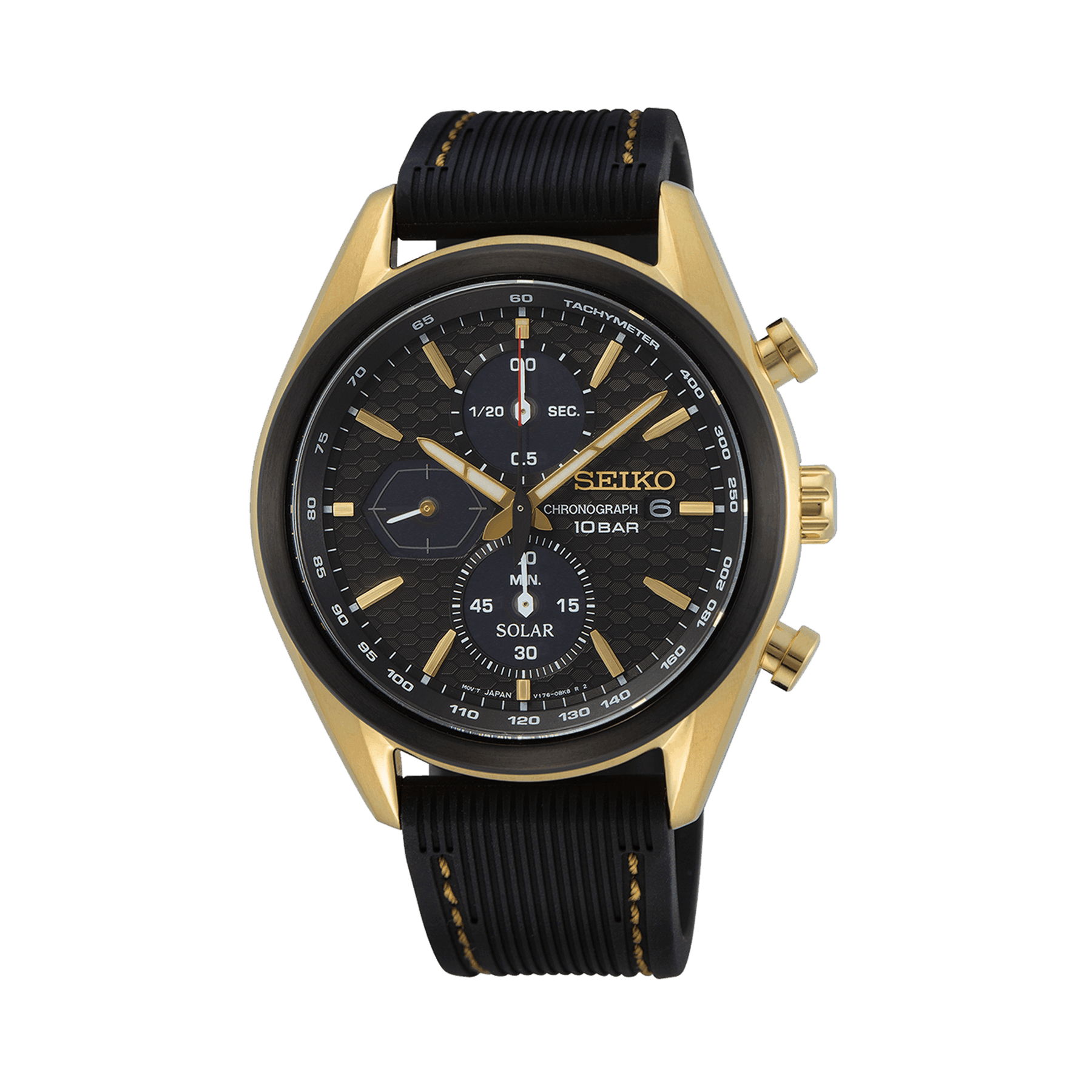 Seiko Macchina Sportiva Men s 43mm Gold PVD Solar Chronograph