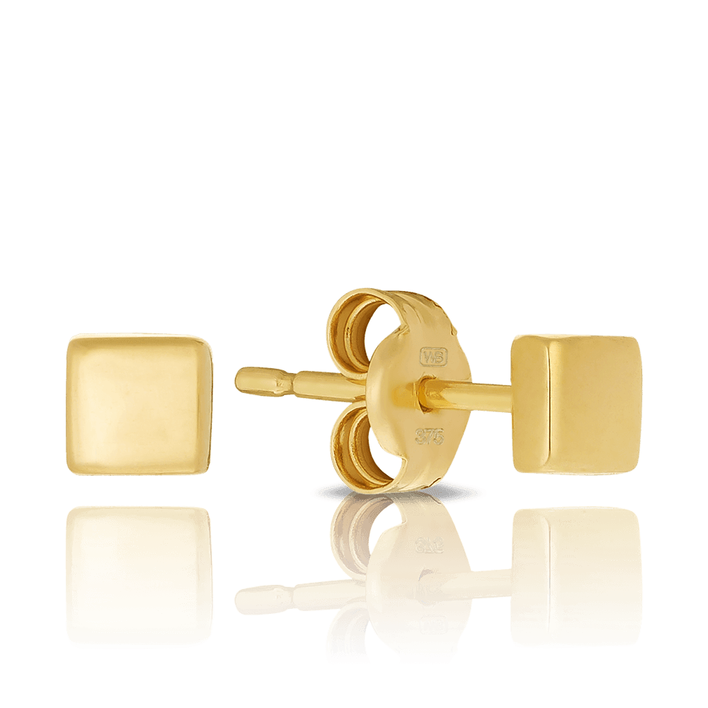 Small Square Earrings in 9ct Yellow Gold - Wallace Bishop