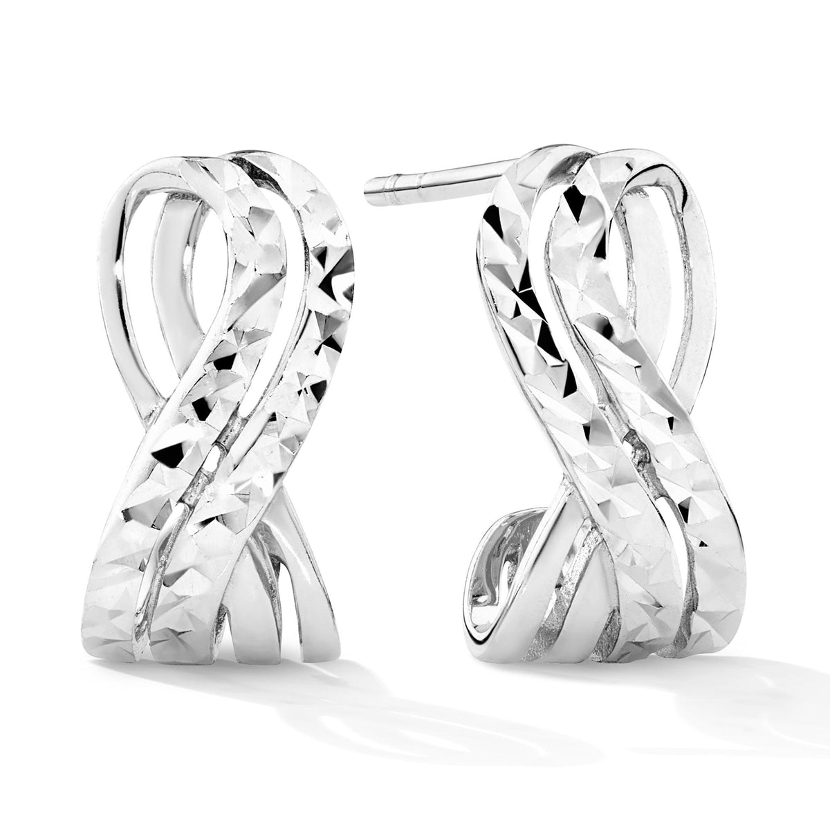 Sterling Silver Rhodium Plate Weave Earrings - Wallace Bishop