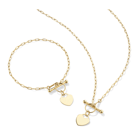 45cm Solid Heart Paperclip Necklace in 9ct Yellow Gold - Wallace Bishop