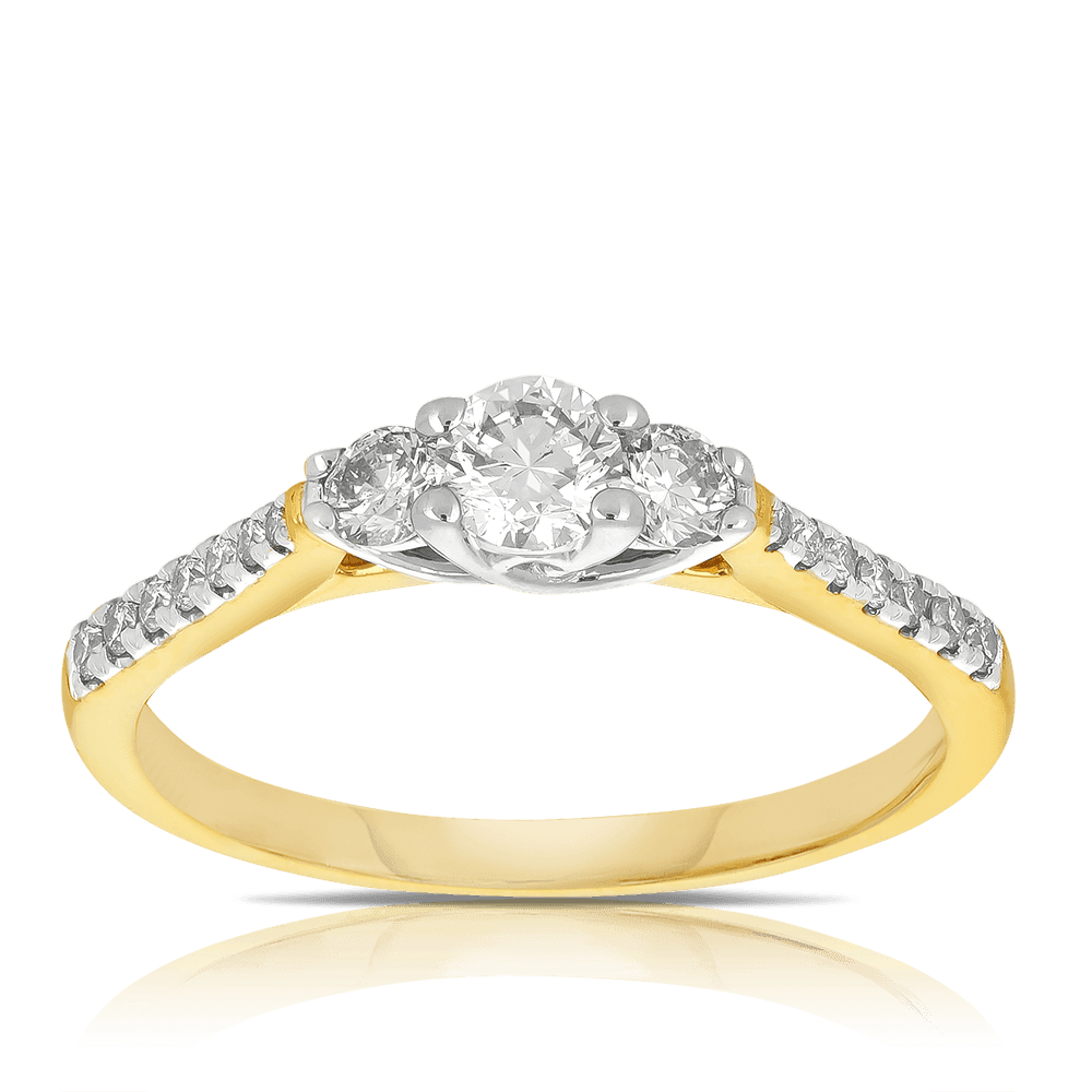 0.50ct TW Diamond Three Stone Engagement Ring in 9ct Yellow & White Gold - Wallace Bishop