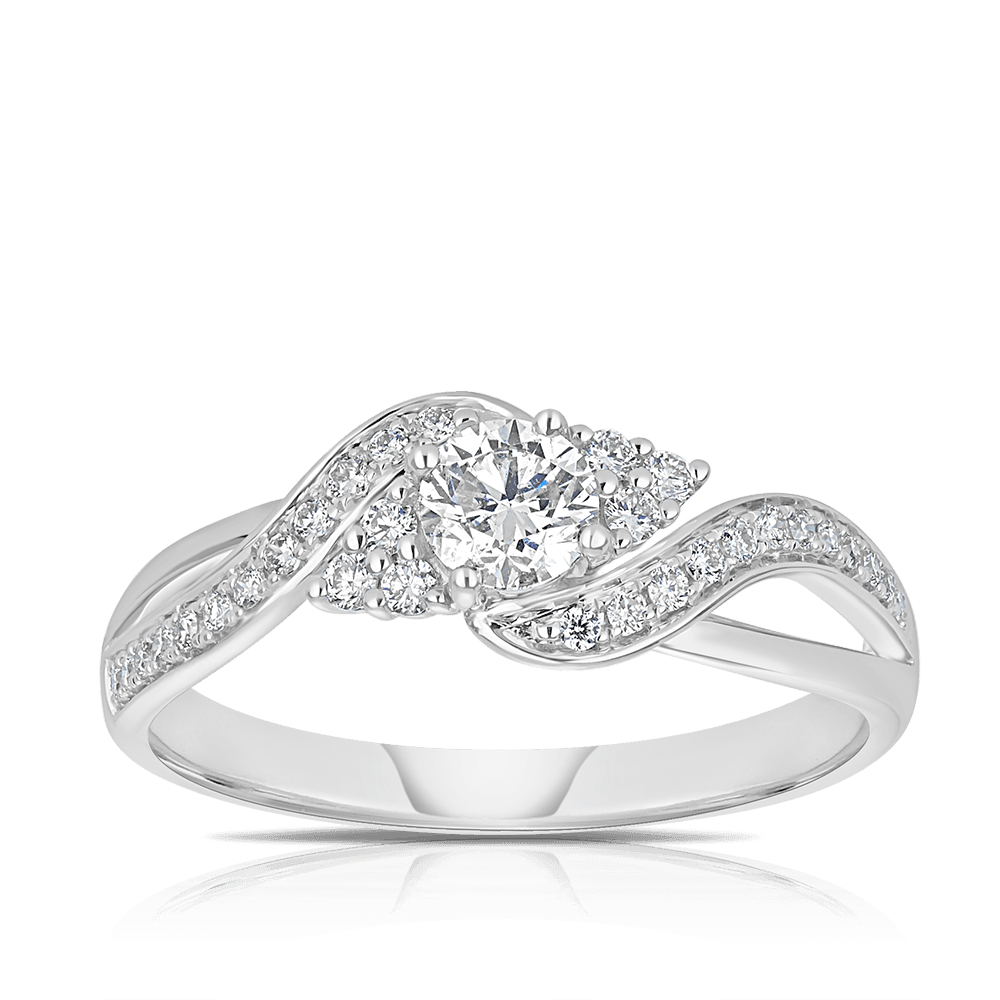 Twist Claw & Grain Diamond Engagement Ring in 9ct White Gold Ring TDW  0.5ct - Wallace Bishop