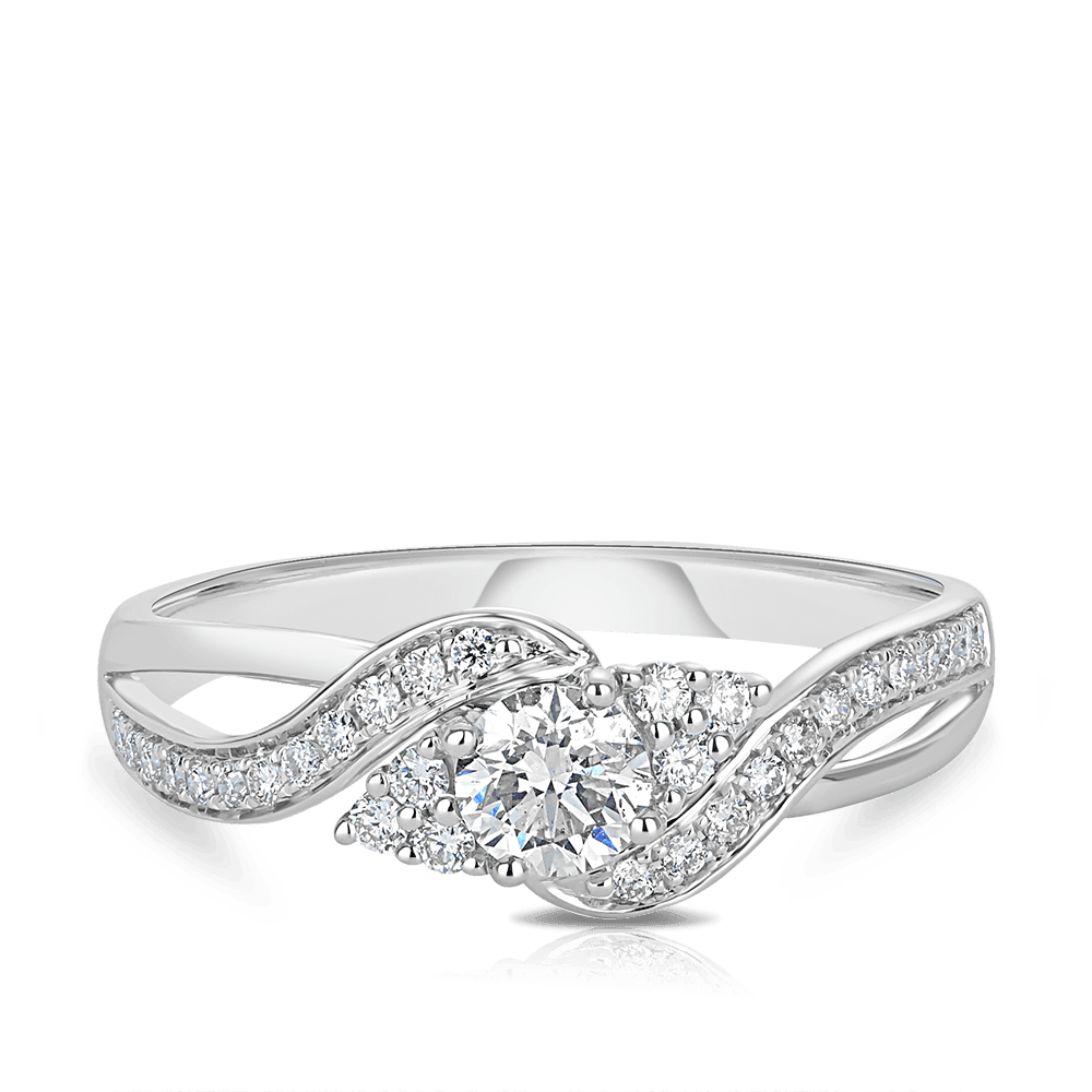 Twist Claw & Grain Diamond Engagement Ring in 9ct White Gold Ring TDW  0.5ct - Wallace Bishop