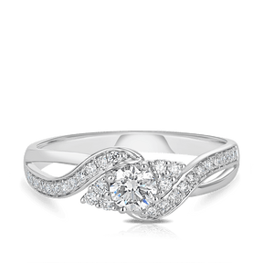 Twist Claw & Grain Diamond Engagement Ring in 9ct White Gold Ring TDW  0.5ct - Wallace Bishop